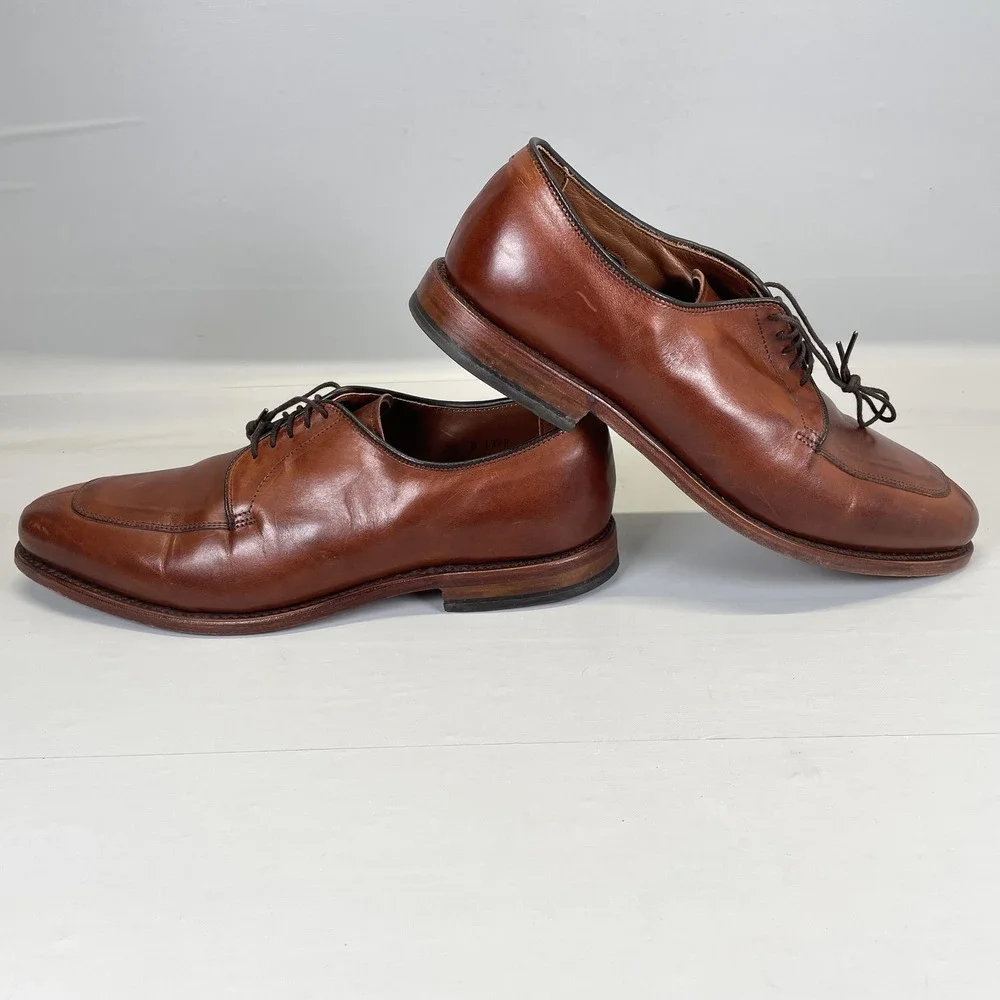 Allen Edmonds Delray Derby Shoes Mens Size 9.5 D Brown Leather Split Toe Dress